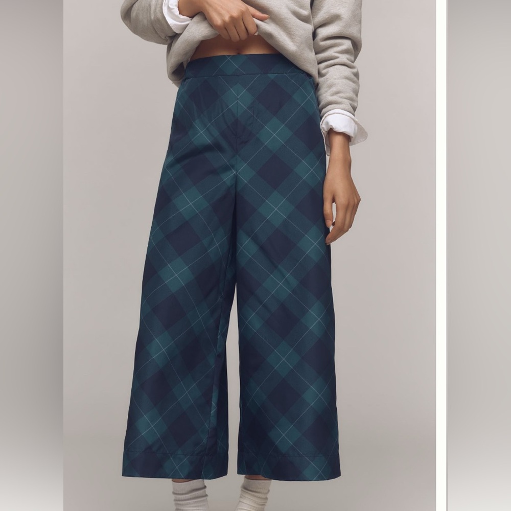 Anthropologie Maeve Taffeta Printed Crop Wide-Leg Pants, XL